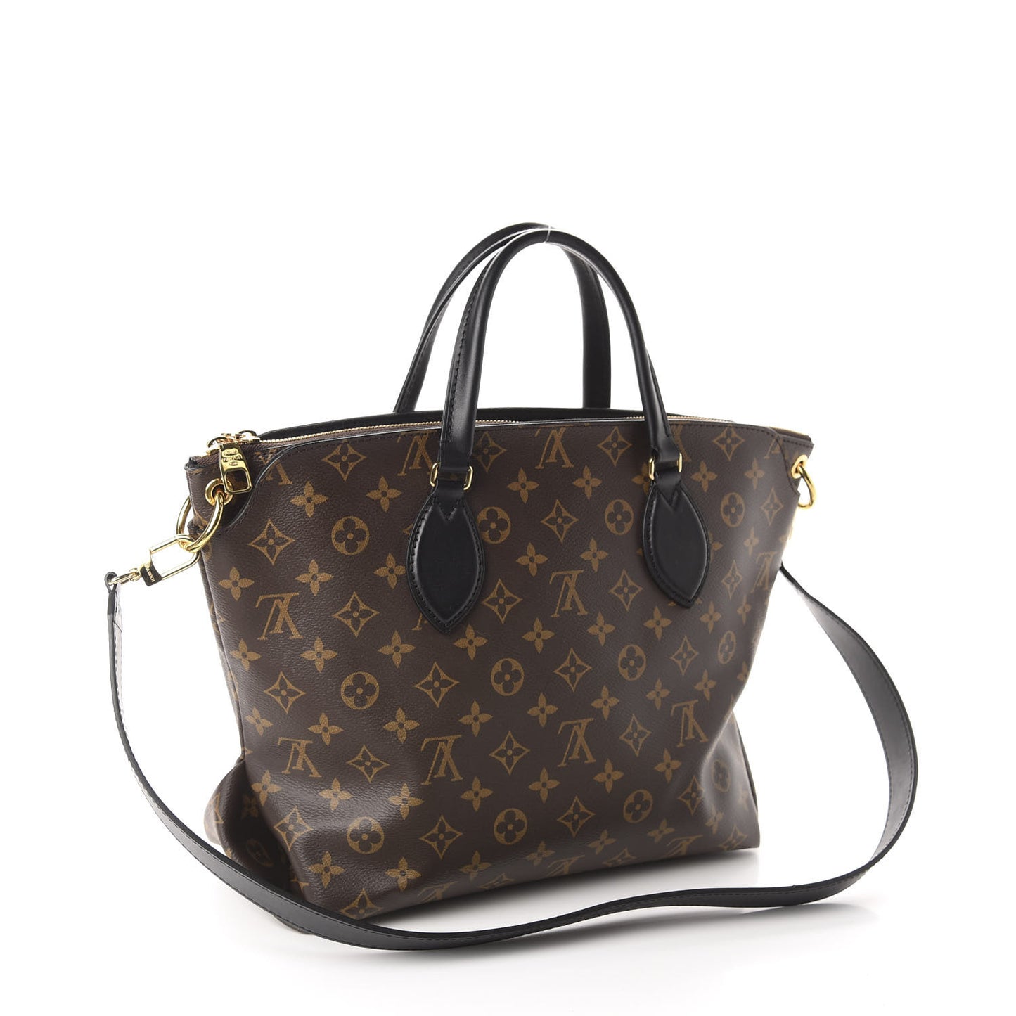 Monogram Flower Zipped Tote MM Black