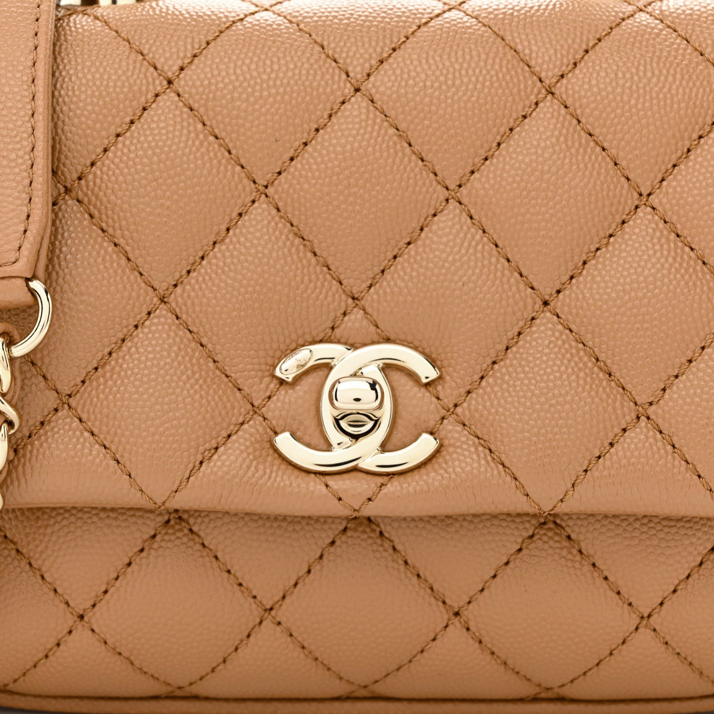 Caviar Lizard Embossed Quilted Extra Mini Coco Handle Flap Brown