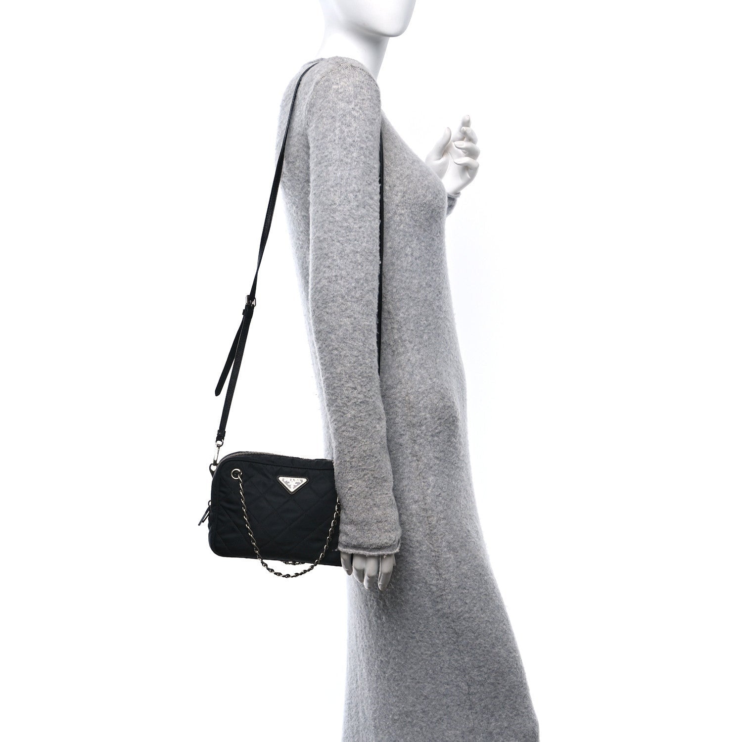 Prada Nylon Tessuto Impuntu Quilted Bandoliera Crossbody Bag Black 2 of 7