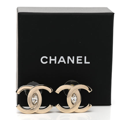 Chanel Crystal CC Large Stud Earrings Gold 5 of 5