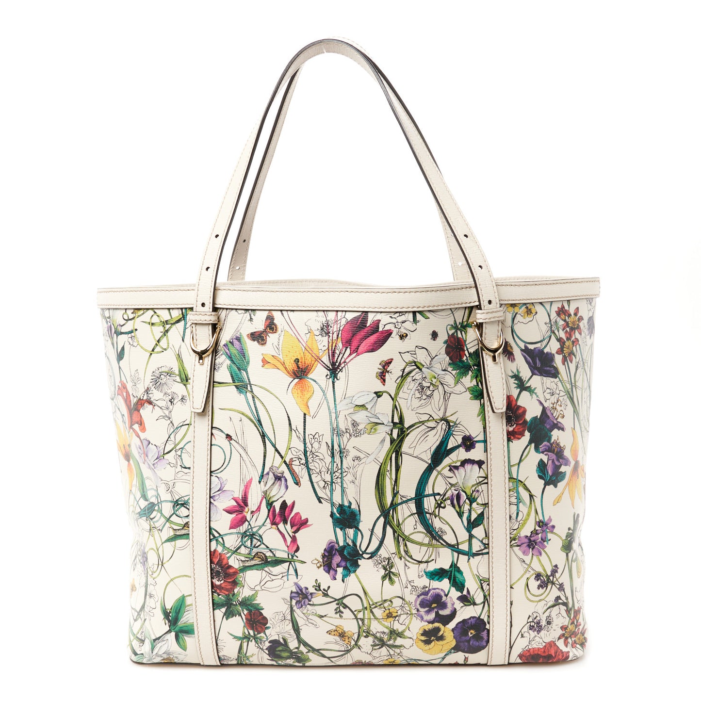 Calfskin Flora Infinity Medium Nice Tote Off White