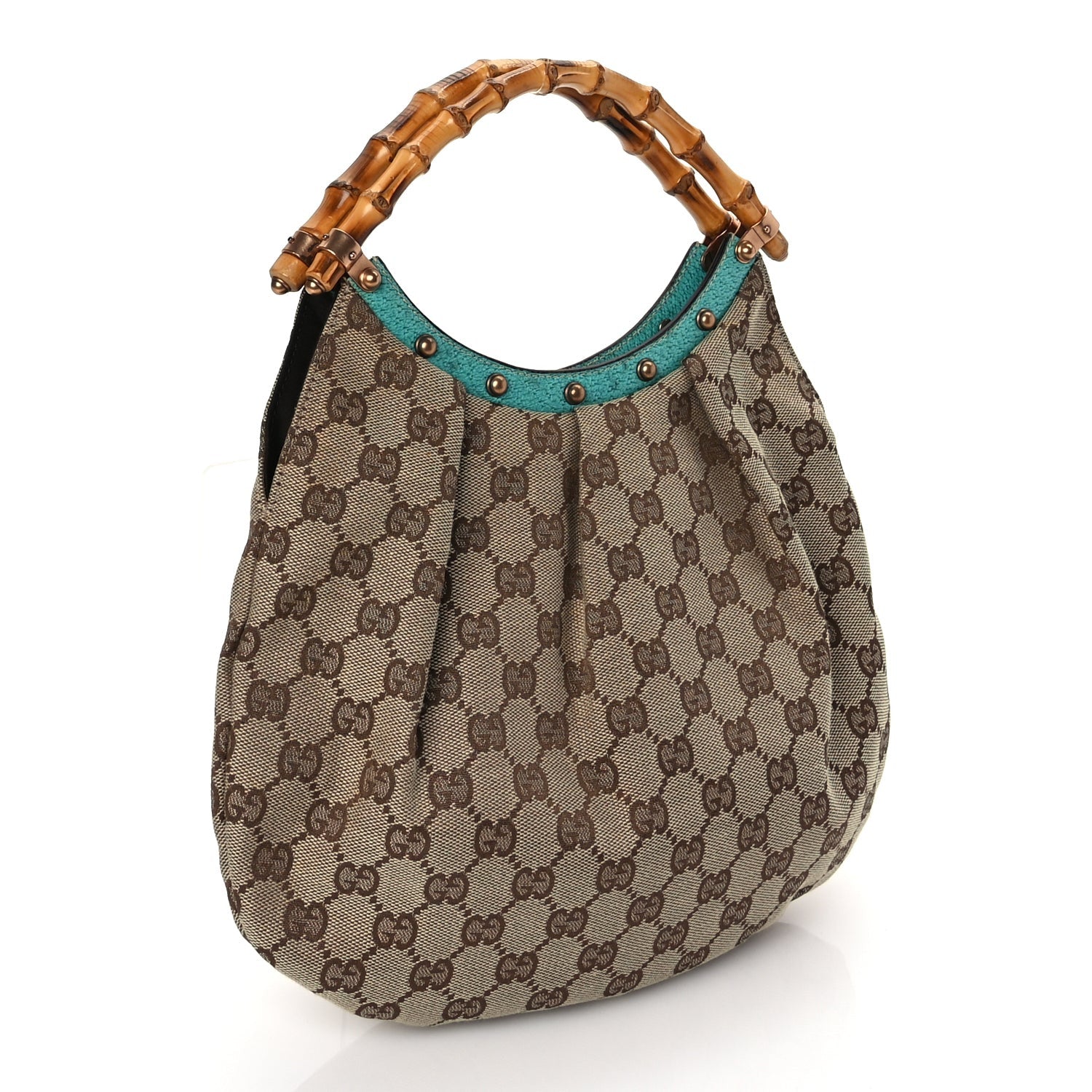 Gucci Monogram Small Bamboo Handbag Turquoise 2 of 8