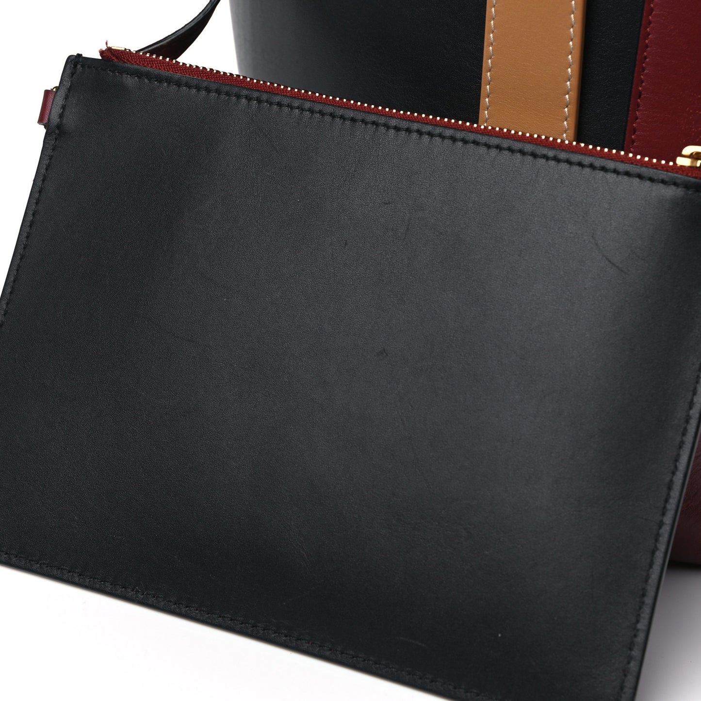 Shiny Smooth Calfskin Small Twisted Cabas Dark Ruby Navy