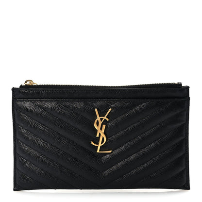 Saint Laurent Grain De Poudre Chevron Monogram Bill Pouch Black 1 of 7
