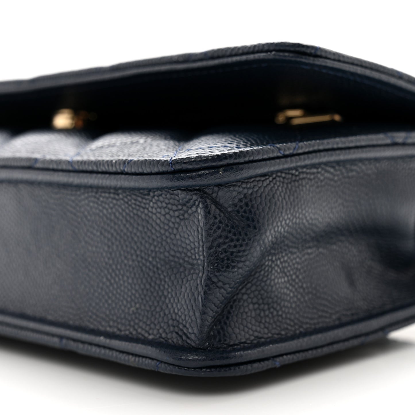 Caviar Quilted Wallet on Chain WOC Navy Blue