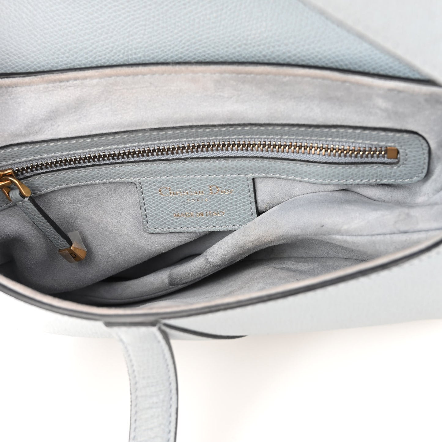 Grained Calfskin Saddle Bag Grey Stone