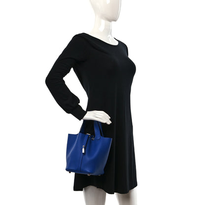 Hermes Taurillon Clemence Picotin Lock 18 PM Bleu France 2 of 10