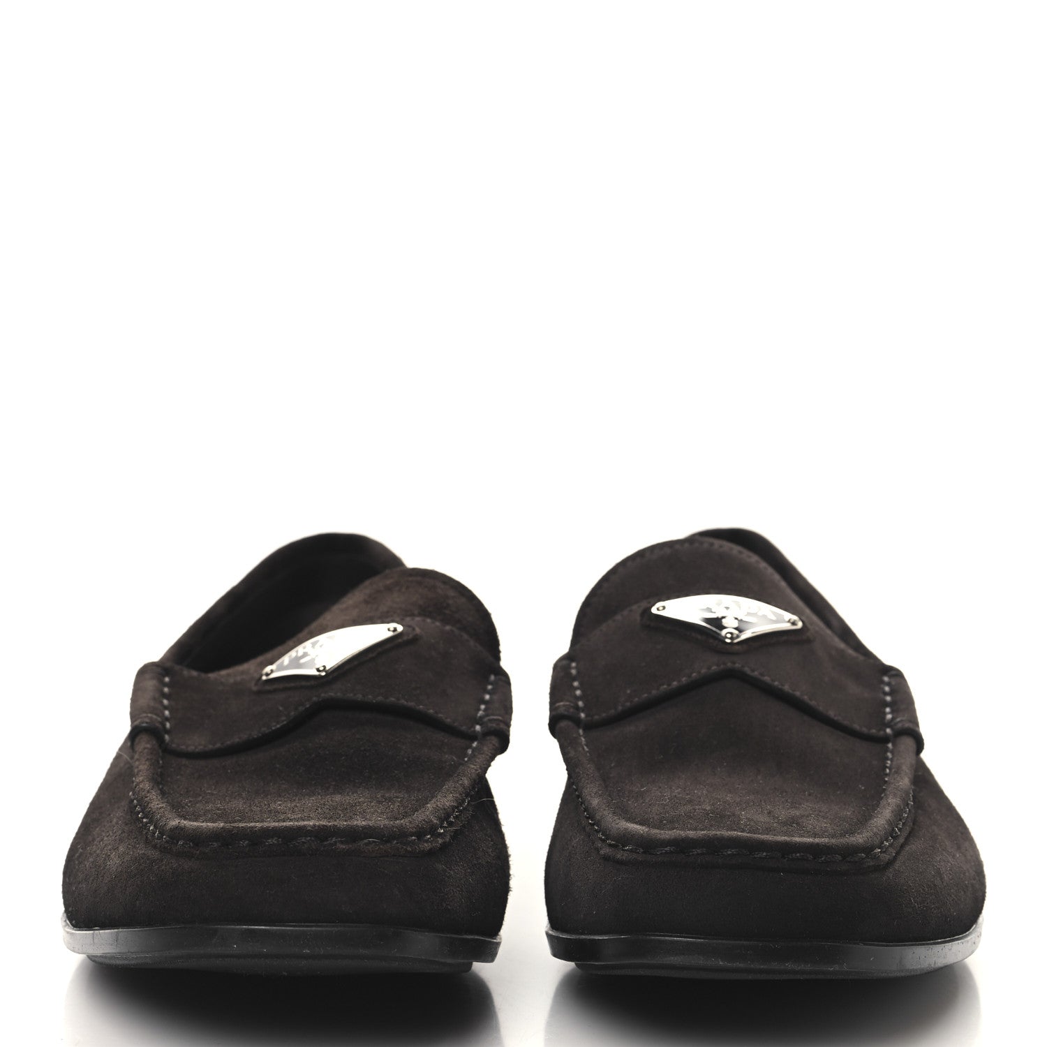 Prada Vitello Scamosciato Triangle Mens Loafers 9.5 Brown 3 of 10