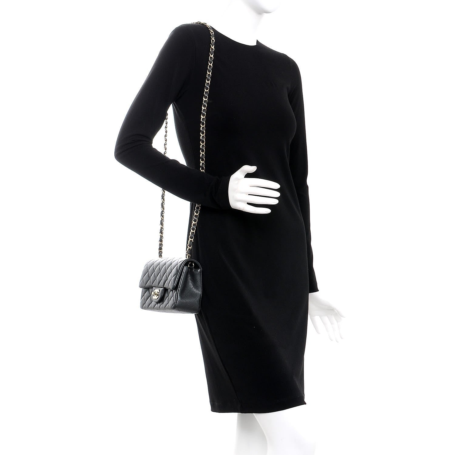 Chanel Caviar Quilted Mini Rectangular Flap Dark Grey 2 of 8