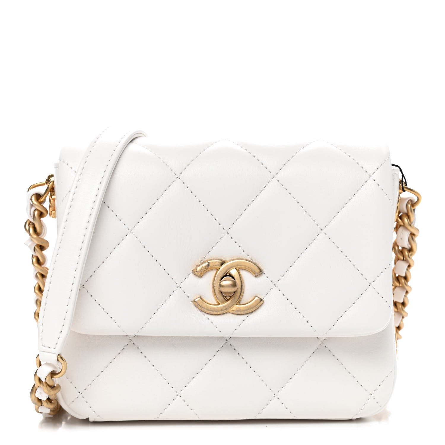 Chanel Lambskin Quilted Mini Side Note Flap White 1 of 8
