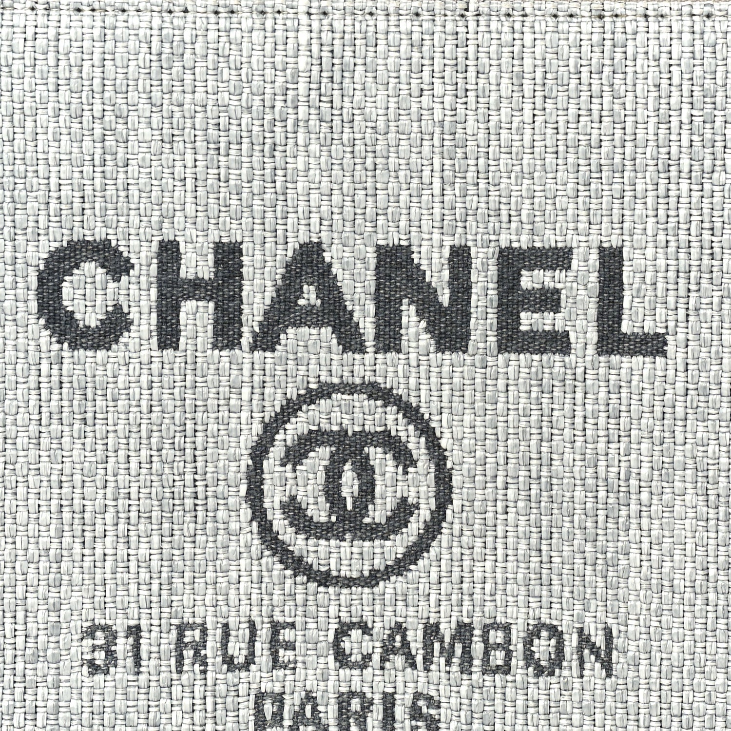 Chanel Woven Straw Raffia Medium Deauville Cosmetic Pouch  Grey 7 of 9
