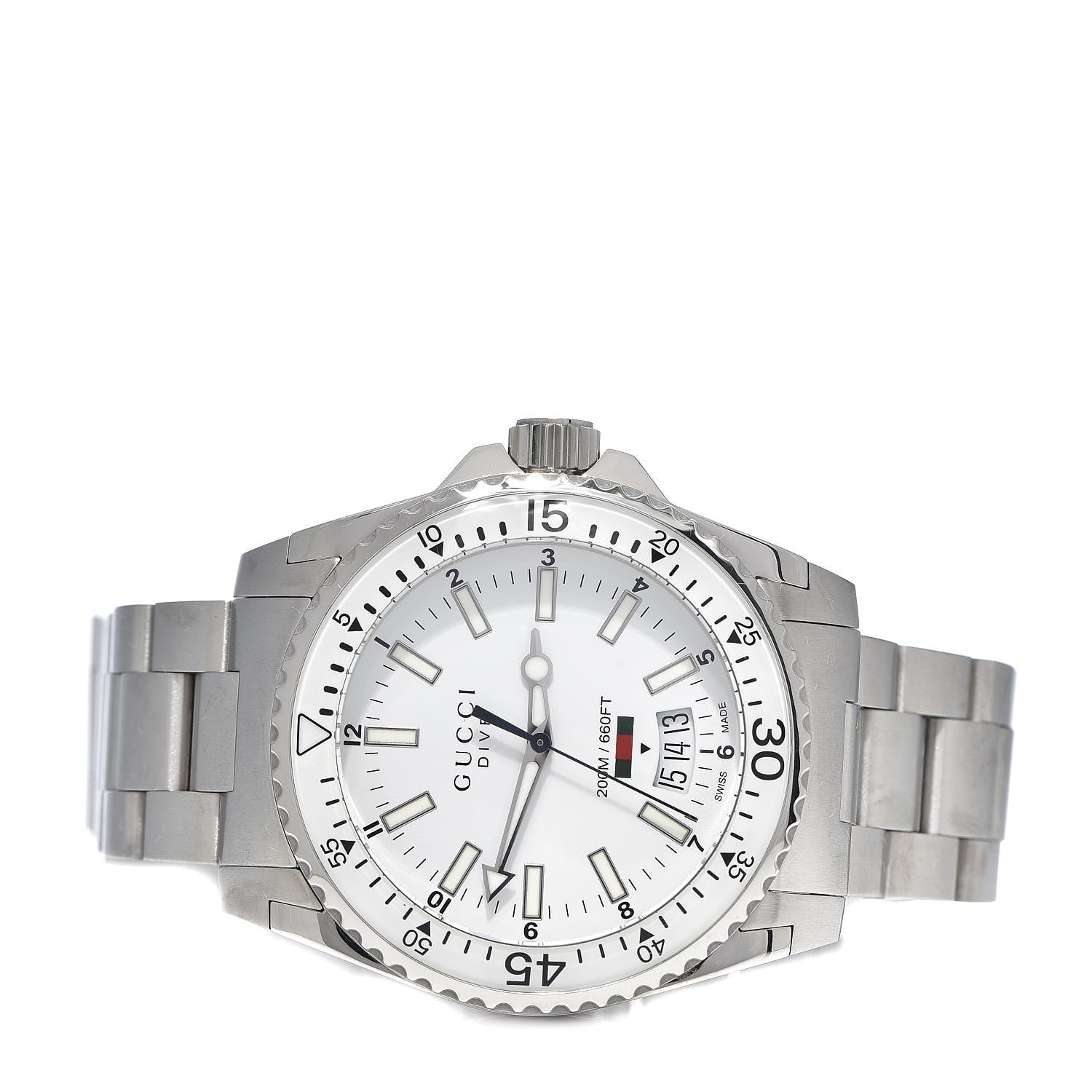 Gucci Stainless Steel 40mm Dive Quartz Watch White 3 of 8