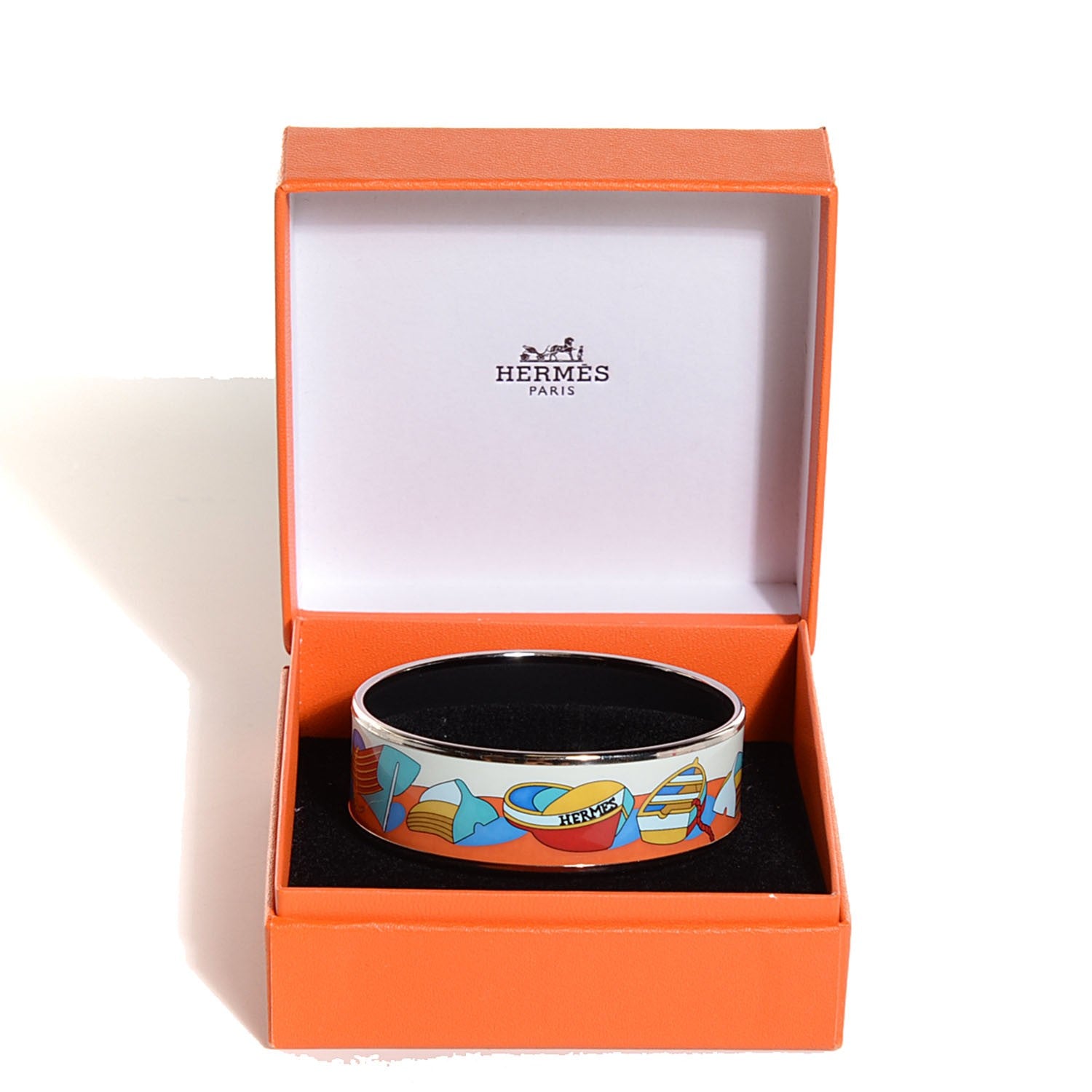 Hermes Enamel Printed Boats Wide Bracelet 62 5 of 5