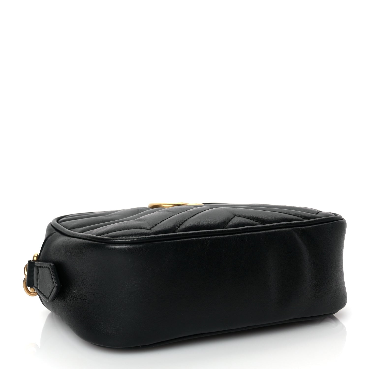Gucci Calfskin Matelasse Mini GG Marmont Chain Shoulder Bag Black Black 3 of 9