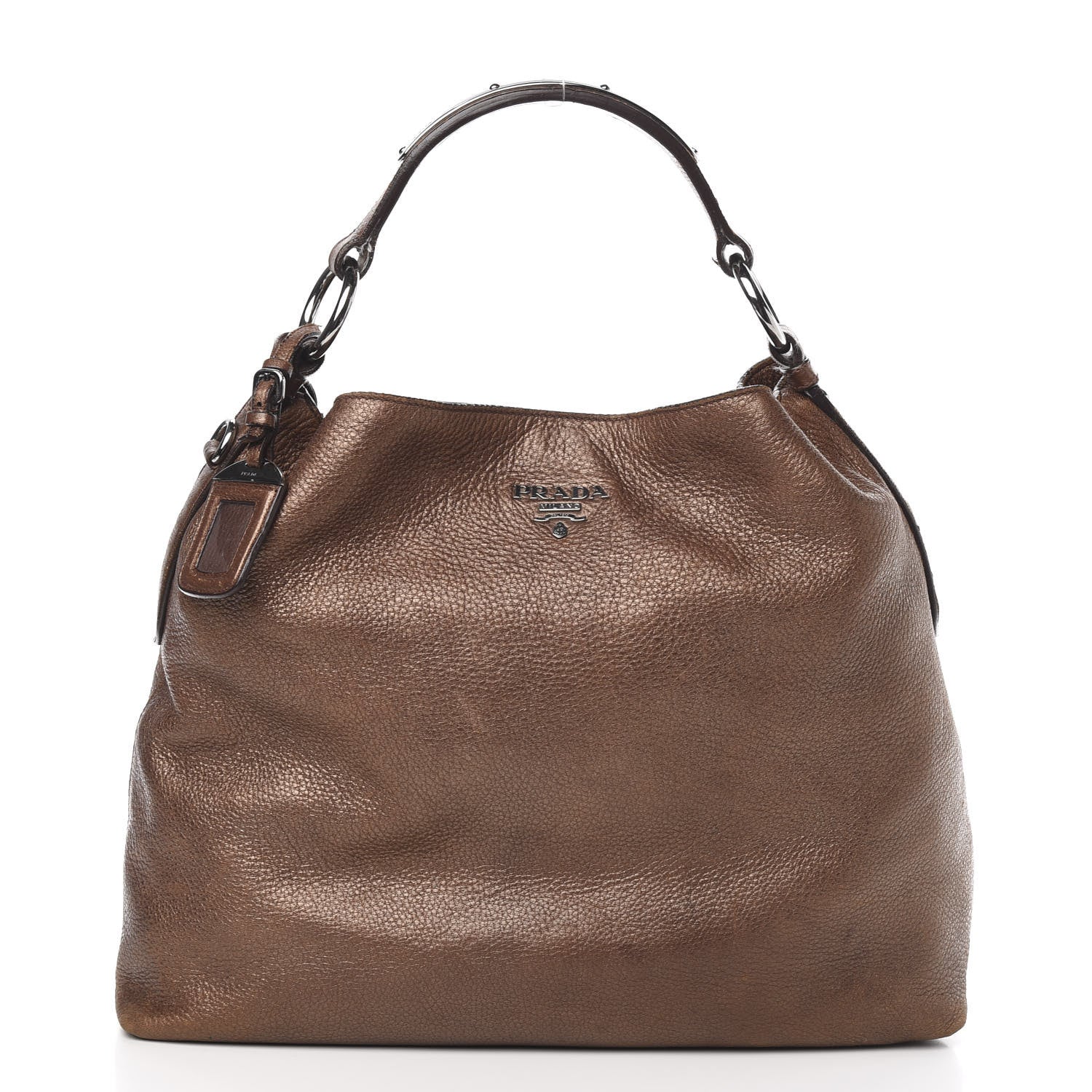Prada Metallic Vitello Daino Hobo Brown 1 of 13