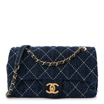 Chanel Denim Quilted Medium Denim Trip Single Flap Blue 1 of 10