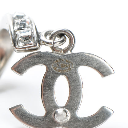 Chanel Pearl Crystal CC Drop Earrings Silver 4 of 4