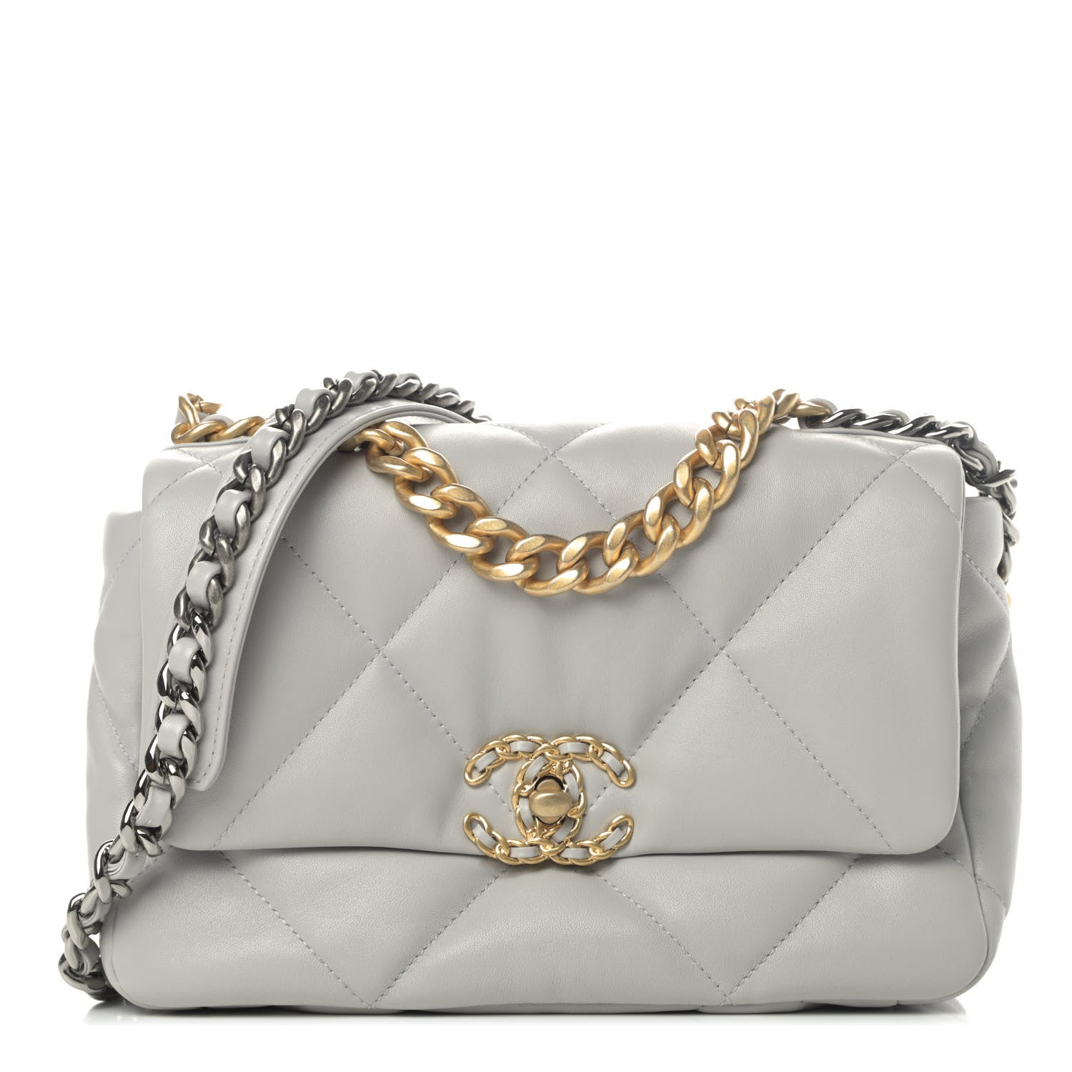 Chanel Lambskin Quilted Medium Chanel 19 Flap Grey 1 of 4