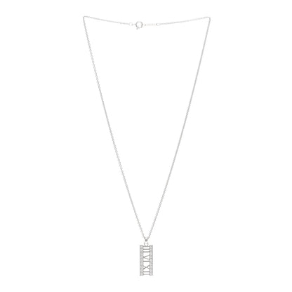 Tiffany 18K White Gold Diamond Atlas Bar Pendant Necklace 3 of 4
