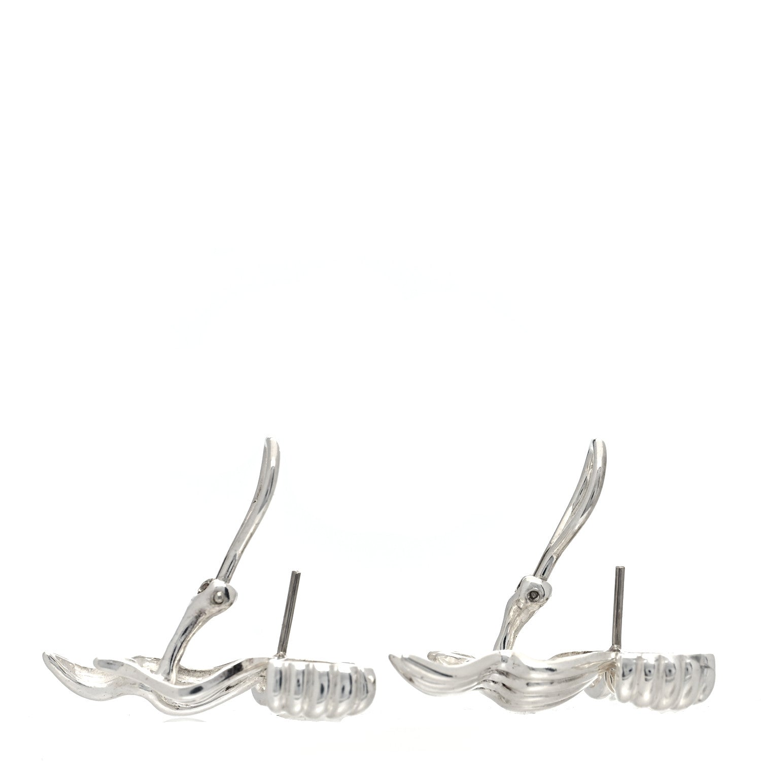 Tiffany Sterling Silver 18K Yellow Gold Bow Earrings 3 of 4