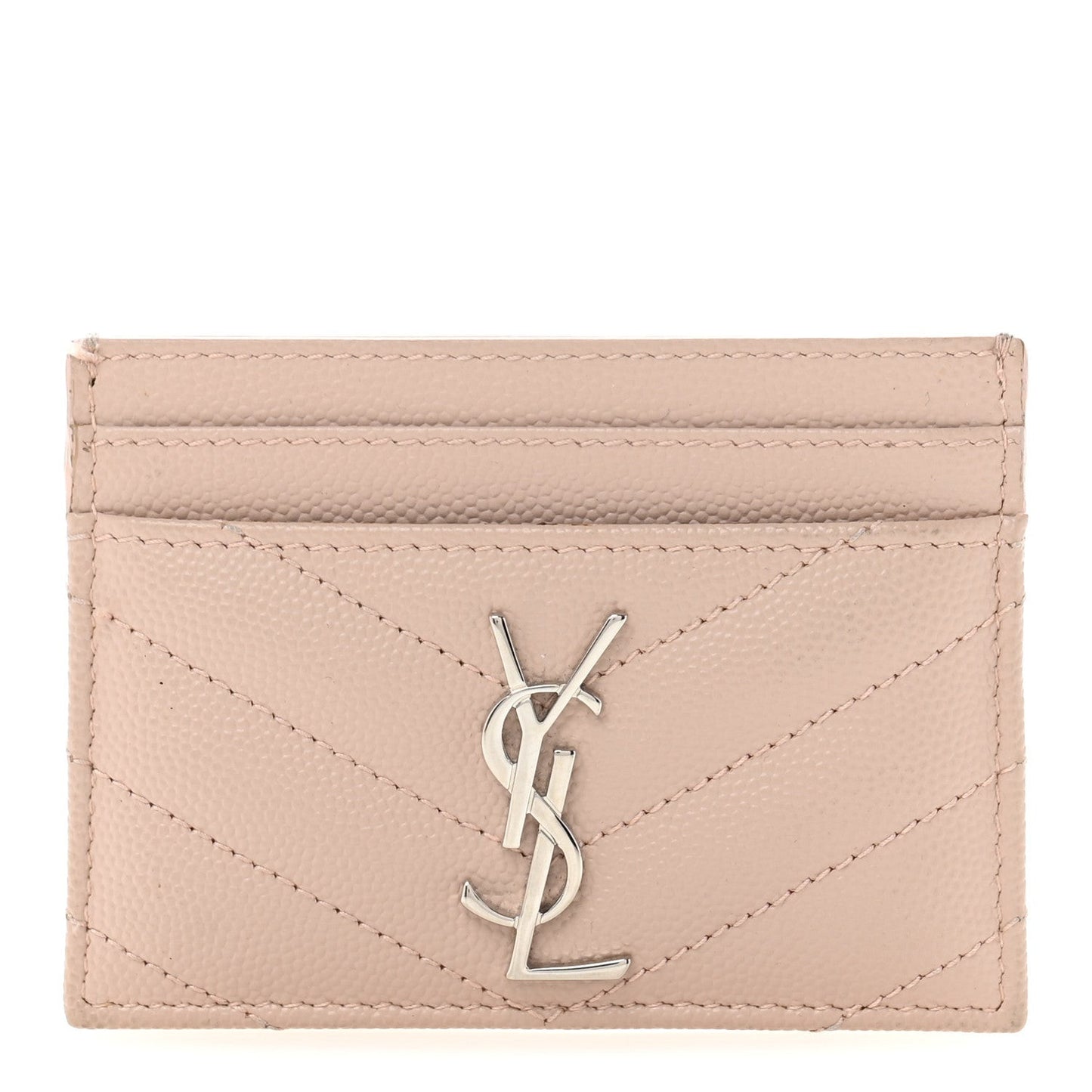 Grain De Poudre Matelasse Chevron Monogram Credit Card Case Pale Pink