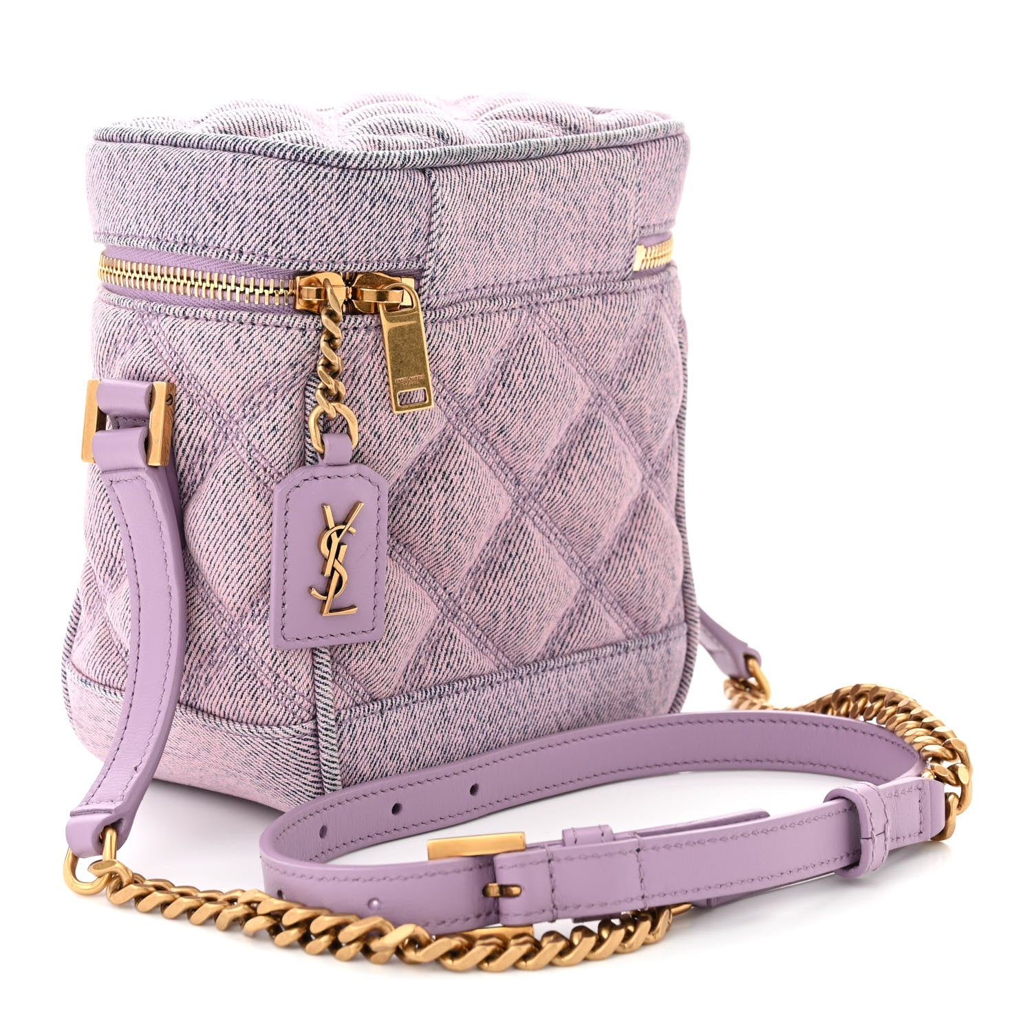 Saint Laurent Denim Quilted 80's Vanity Bag Bleached Lilac 3 of 10