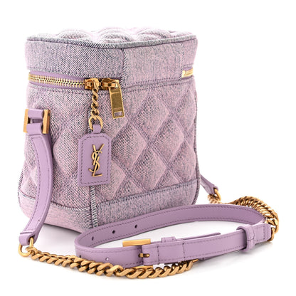 Saint Laurent Denim Quilted 80's Vanity Bag Bleached Lilac 3 of 10