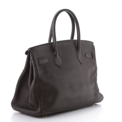 Hermes Taurillon Clemence Birkin 30 Chocolate 3 of 48