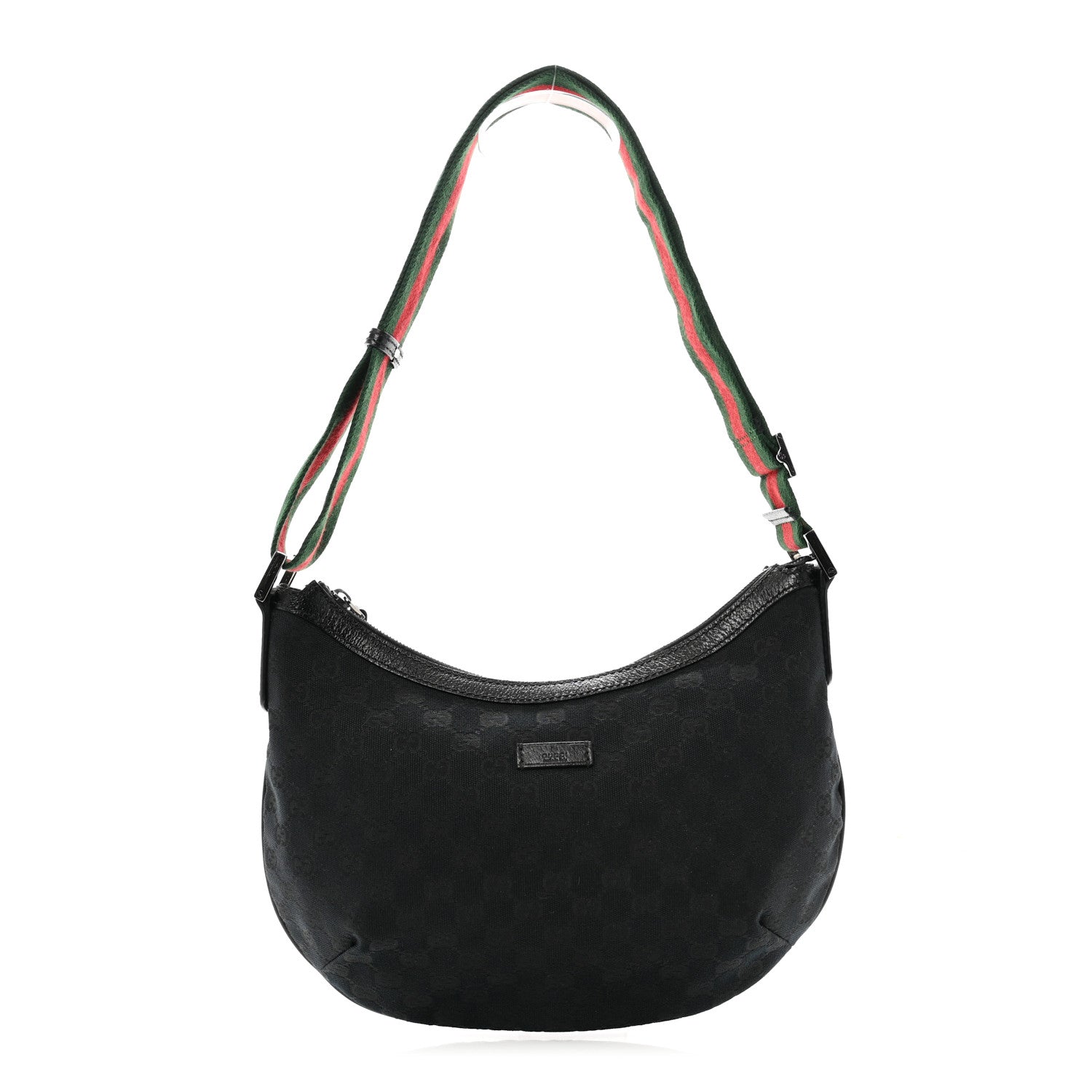 Gucci Monogram Web Medium Half Moon Hobo Black 1 of 10