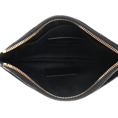 Saint Laurent Grain De Poudre Chevron Monogram Bill Pouch Black 5 of 8