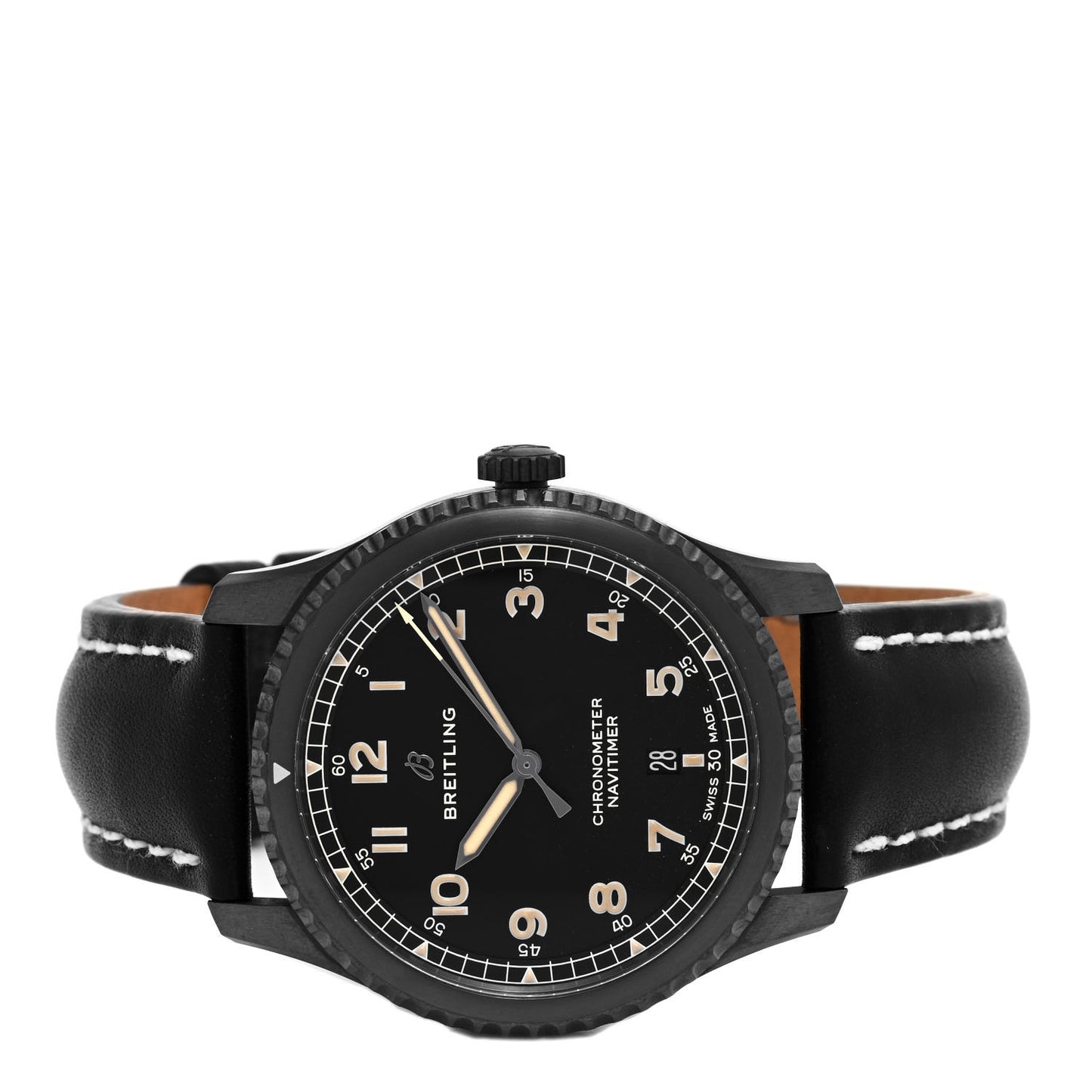 PVD Stainless Steel Calfskin 41mm Navitimer 8 Automatic Watch Black M17314