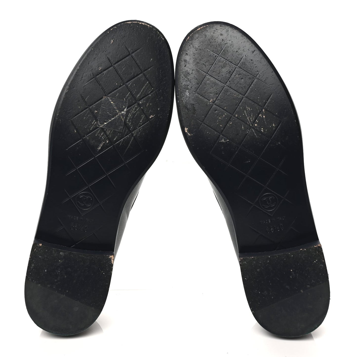 Lambskin Quilted CC Turnlock Loafers 38.5 Navy