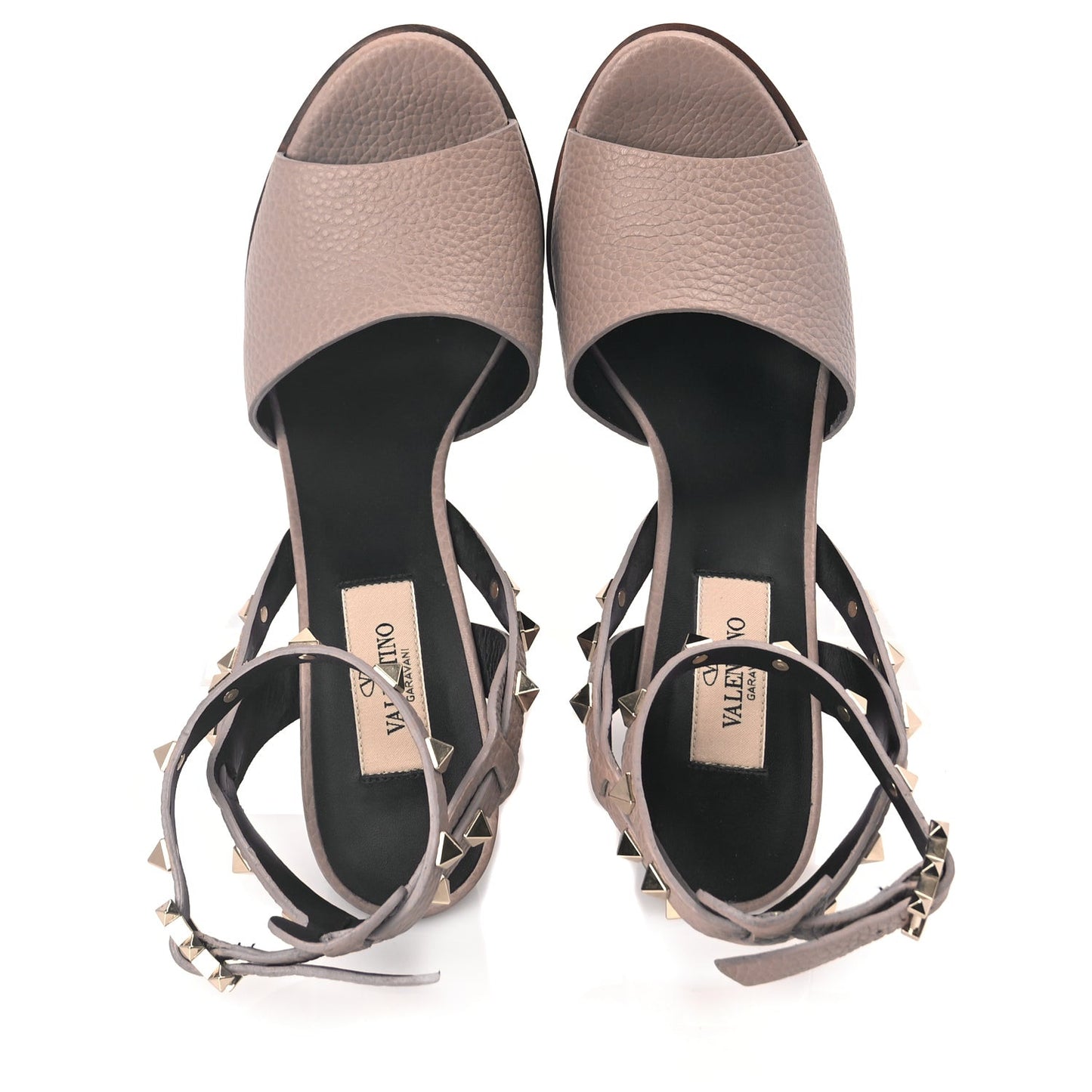 Grained Calfskin Block Heel Sandals 38 Poudre