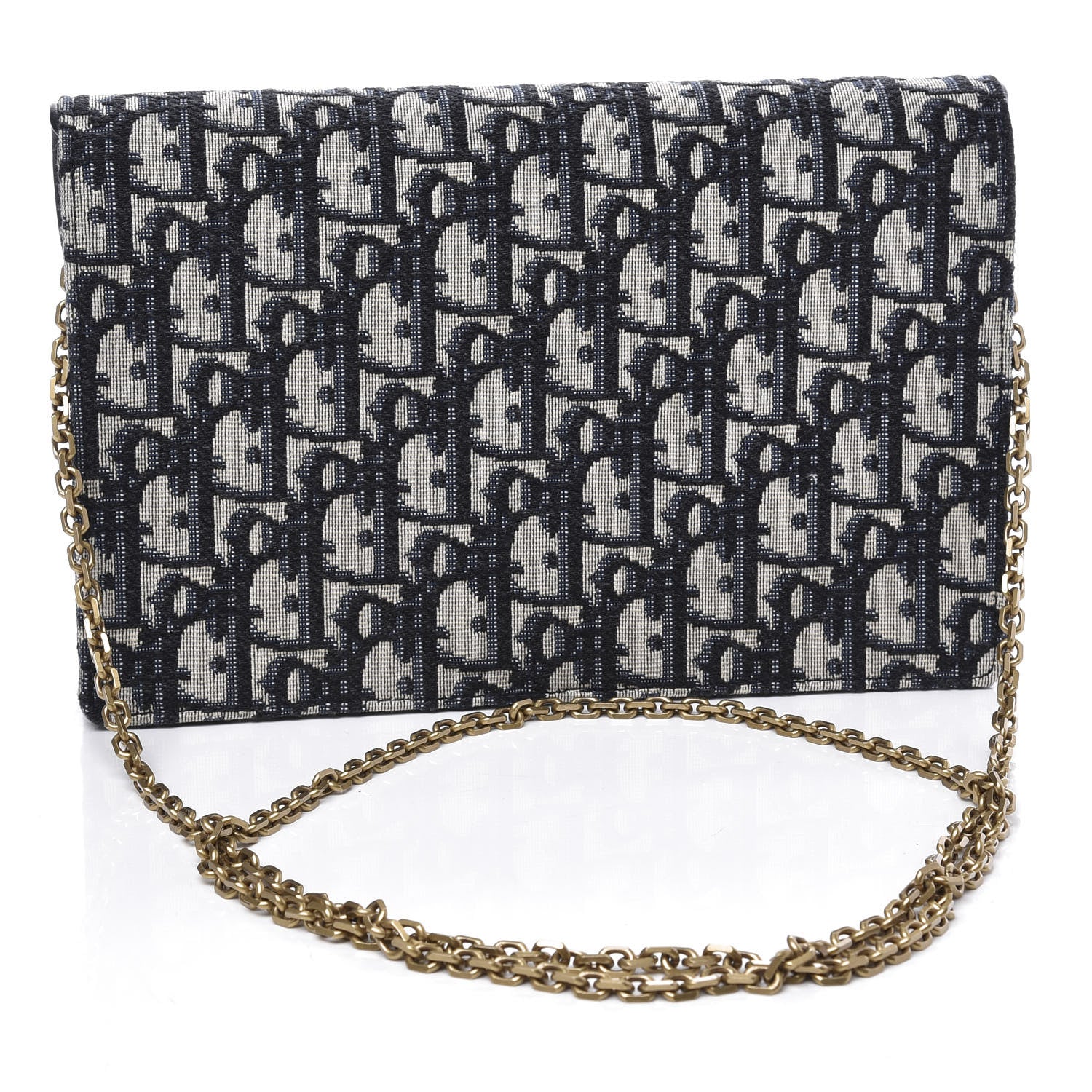 Christian Dior Oblique Saddle Chain Pouch Blue 2 of 9