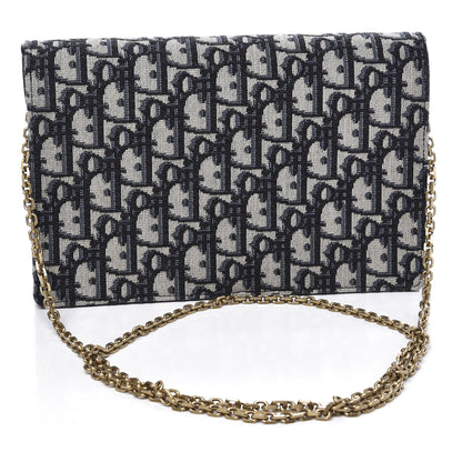 Christian Dior Oblique Saddle Chain Pouch Blue 2 of 9