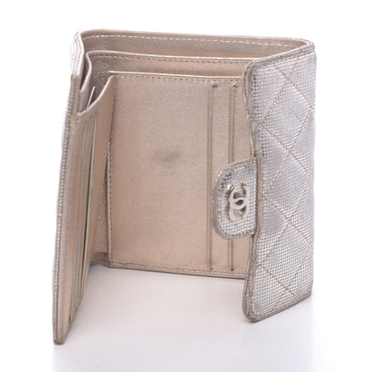 Chanel Metallic Calfskin Pixel Effect Quilted Compact Flap Wallet Gold 5 of 16