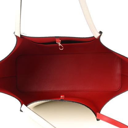 Christian Louboutin Calfskin Jurassic Embossed Spiked Large Cabarock Shopper Tote White 5 of 9