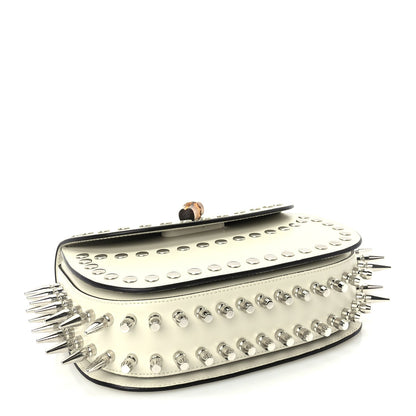Gucci Boarded Dyana Lux Studded Calfskin Web Small Bamboo 1947 Top Handle Bag  Mystic White 4 of 9