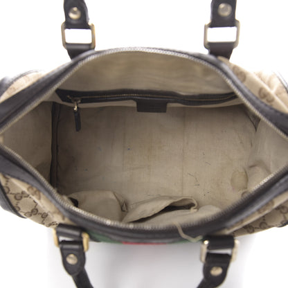 Gucci Monogram Vintage Web Medium Boston Dark Brown 6 of 19