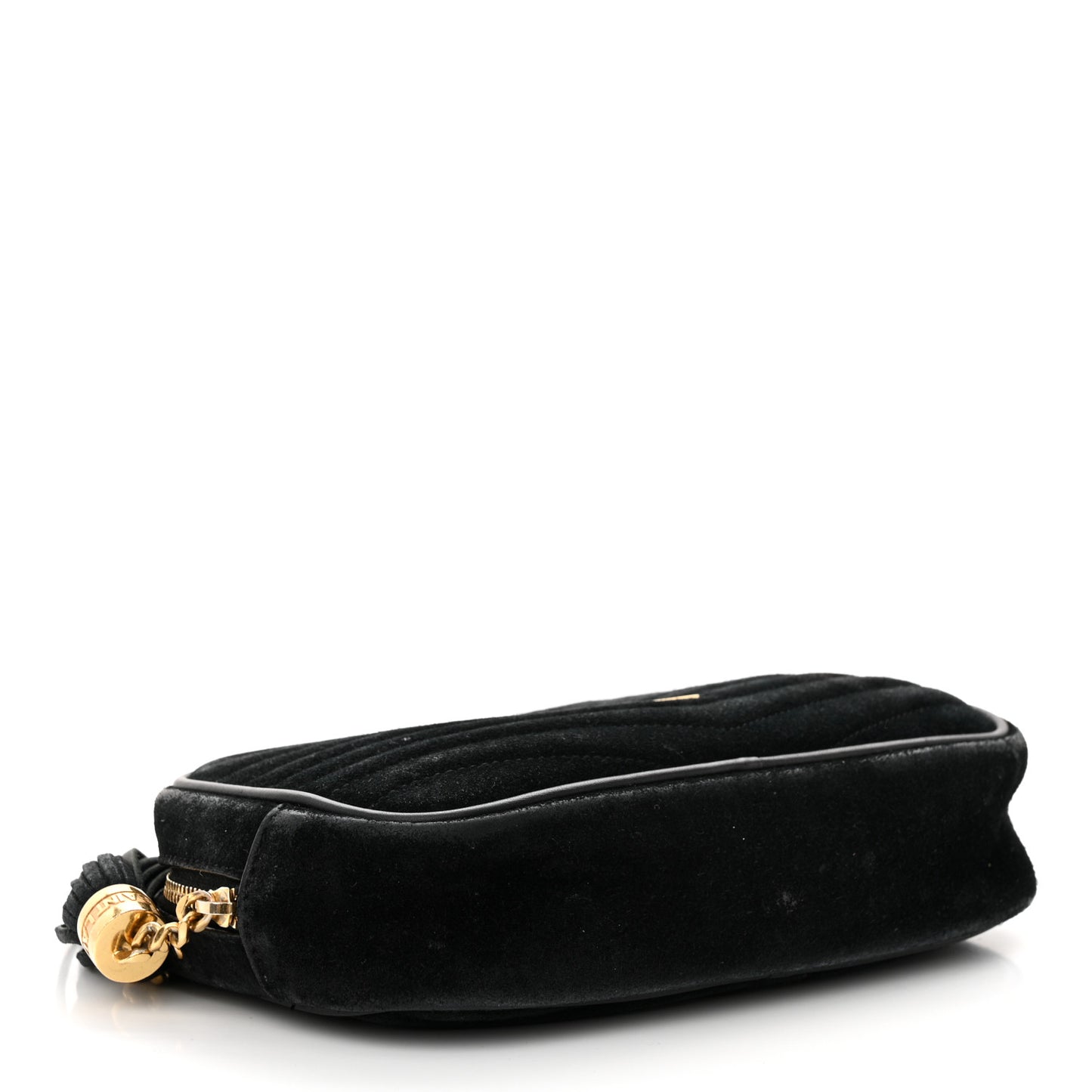 Suede Matelasse Monogram Mini Lou Camera Bag Black