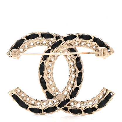 Chanel Lambskin Chain CC Brooch Black Gold 3 of 5