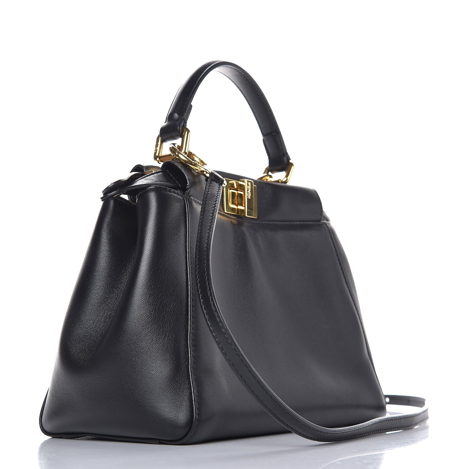 Fendi Nappa Mini Peekaboo Iconic Satchel Black 3 of 8