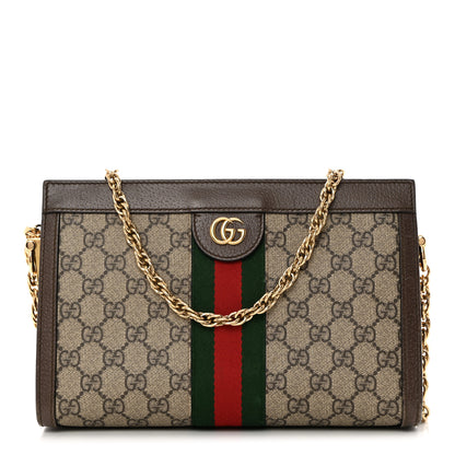 Gucci GG Supreme Monogram Web Small Ophidia Chain Shoulder Bag Brown 1 of 10