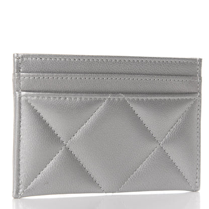 Chanel Metallic Goatskin Quilted 19 Card Holder Silver 3 of 9