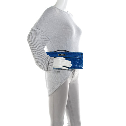 Hermes Shiny Niloticus Crocodile Kelly Cut Pochette Mykonos 2 of 19