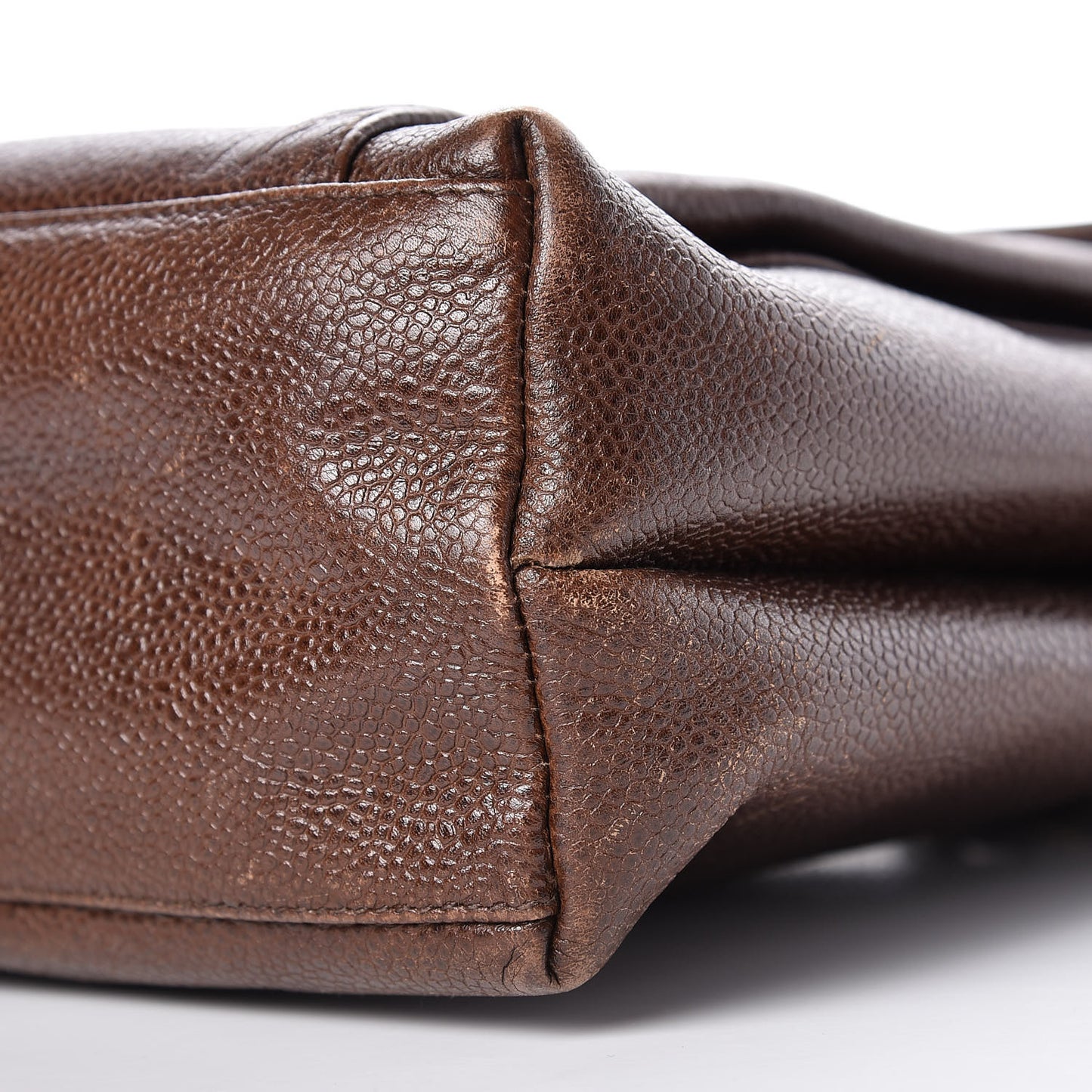 Caviar Flap Shoulder Bag Brown