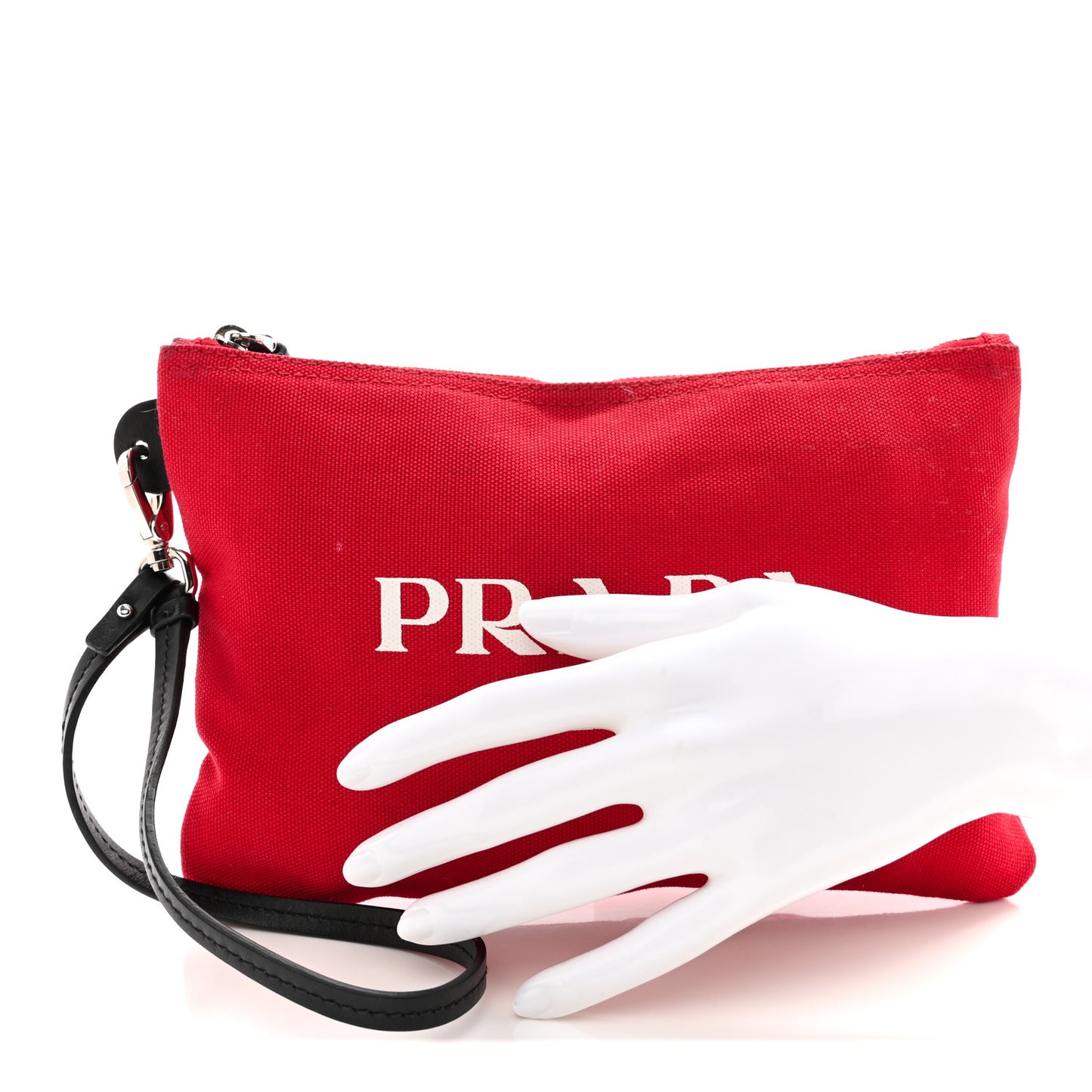 Denim Logo Wristlet Pouch Fuoco Red