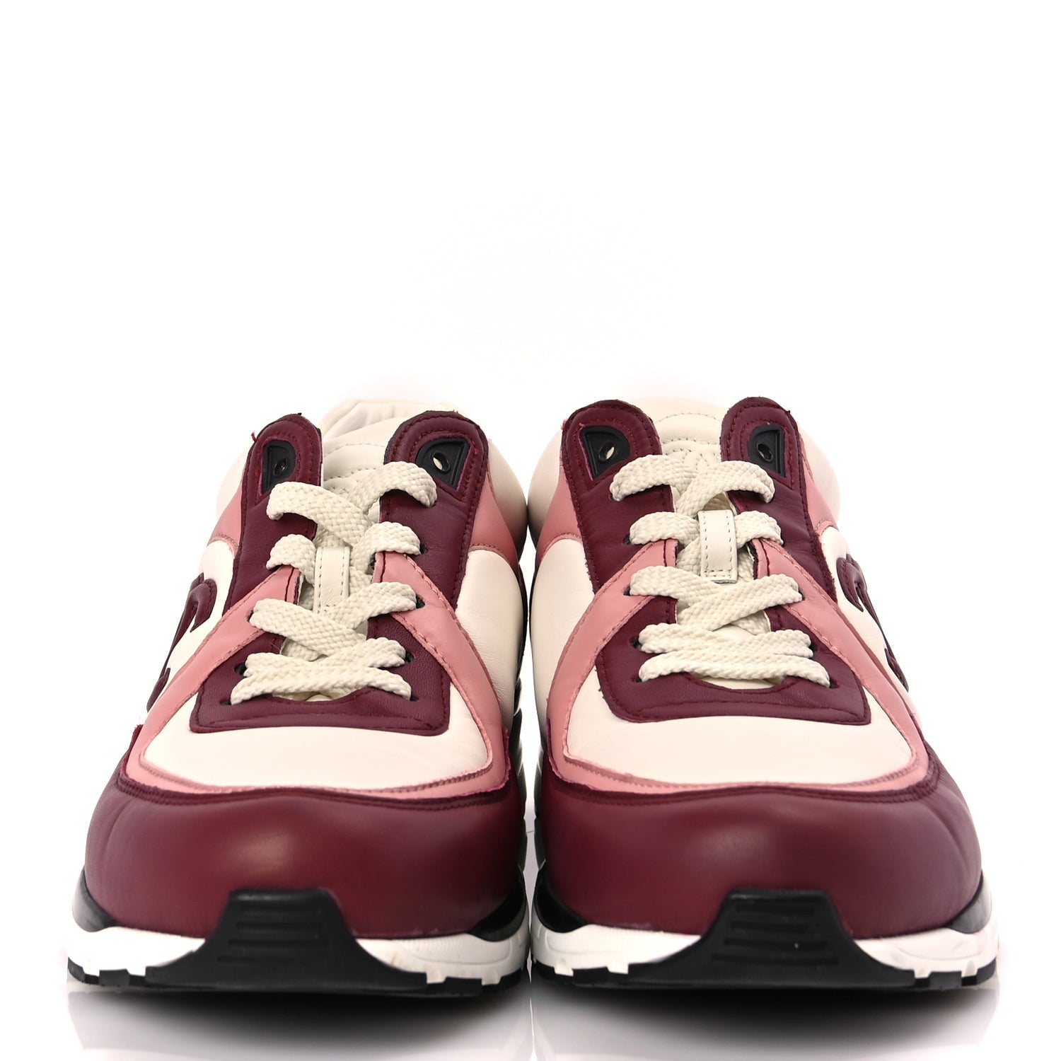 Chanel Calfskin CC Sneakers 39.5 Light Burgundy White Pink 2 of 9