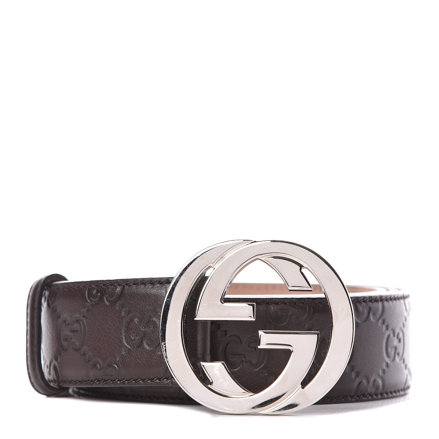 Guccissima Interlocking G Belt 110 44 Dark Brown