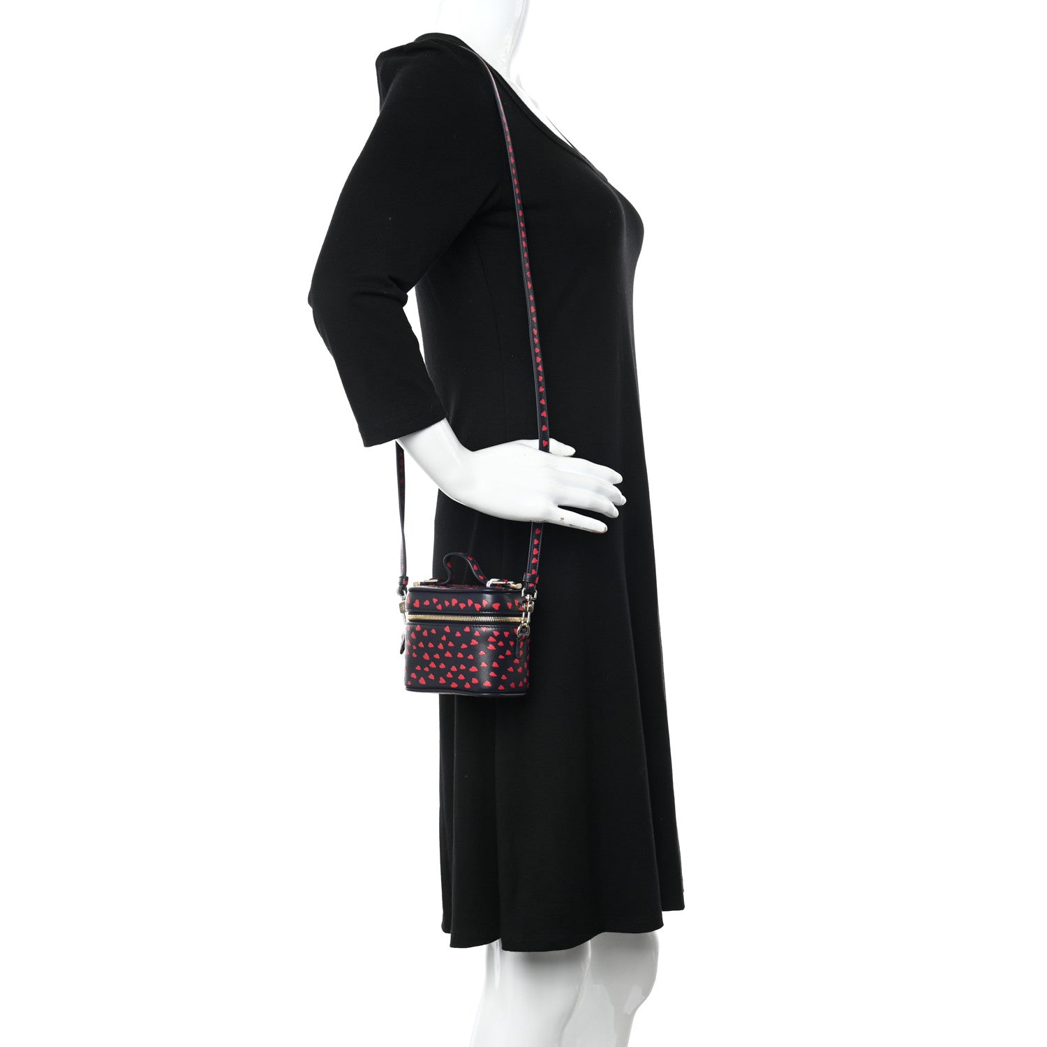 Christian Dior Lambskin Heart Print Micro Lady Dior Vanity Case Blue Red 3 of 8